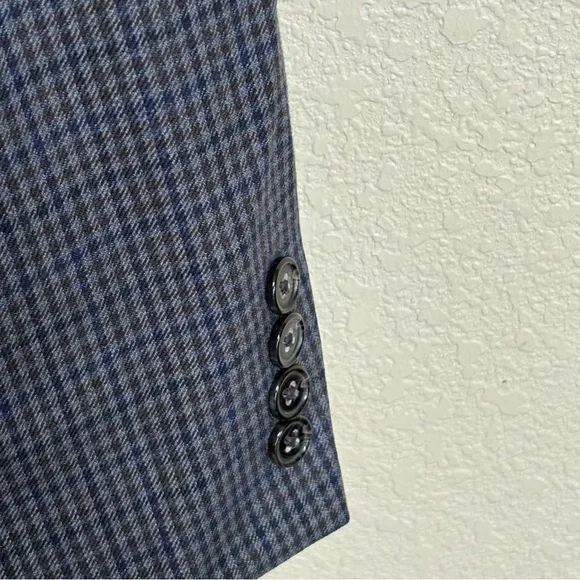 Lauren Ralph Lauren 48L Blue Brown Houndstooth Wool Blazer Sport Coat Academia